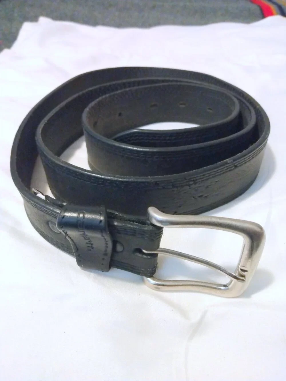 Carhartt Black Leather Belt Size 53 Workwear Utility Classic Rugged Minimalist